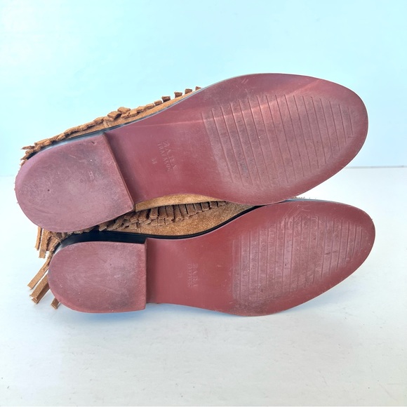 ZARA Trafaluc Tribal Fringe Aztec Strap Buckle Boho Booties Ankle Boots Sz 38 - Picture 7 of 12